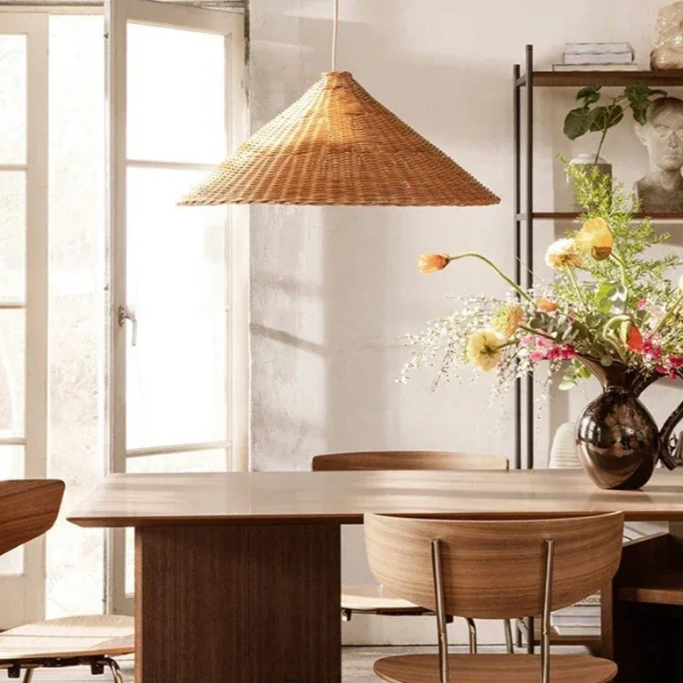 Suspension en paille tressée beige pour intérieur – Image 5