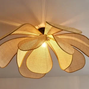 Suspension fleur en rotin et bambou fait main