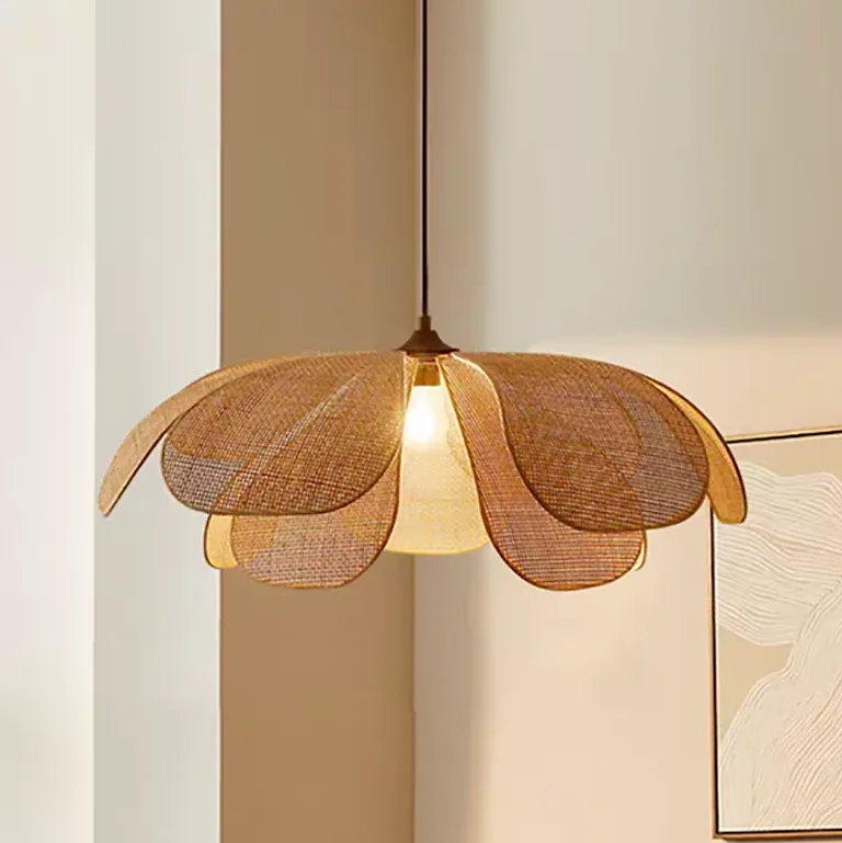Suspension fleur en rotin tressé pour salon – Image 2