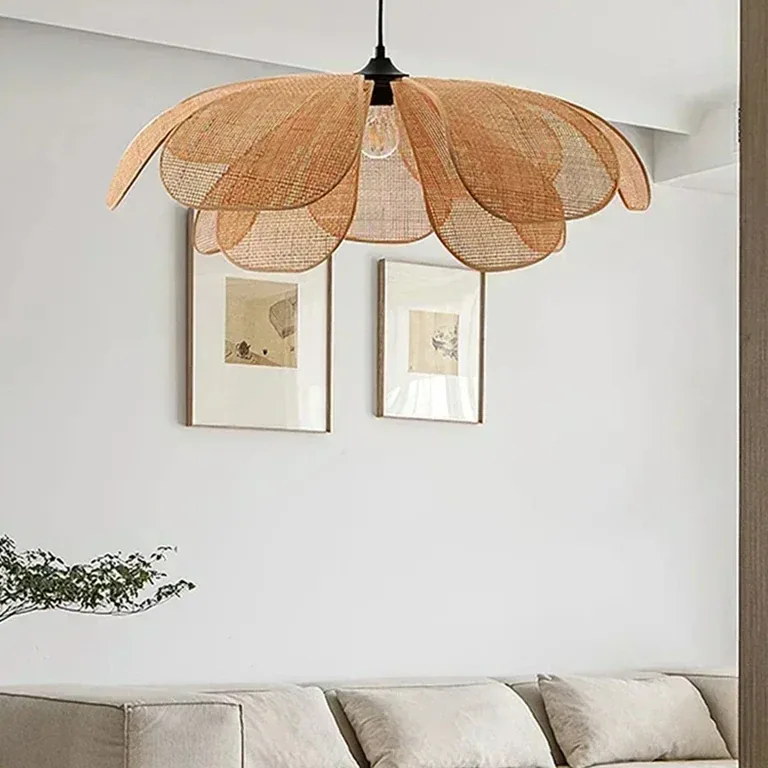 Suspension fleur en rotin tressé style rétro – Image 2
