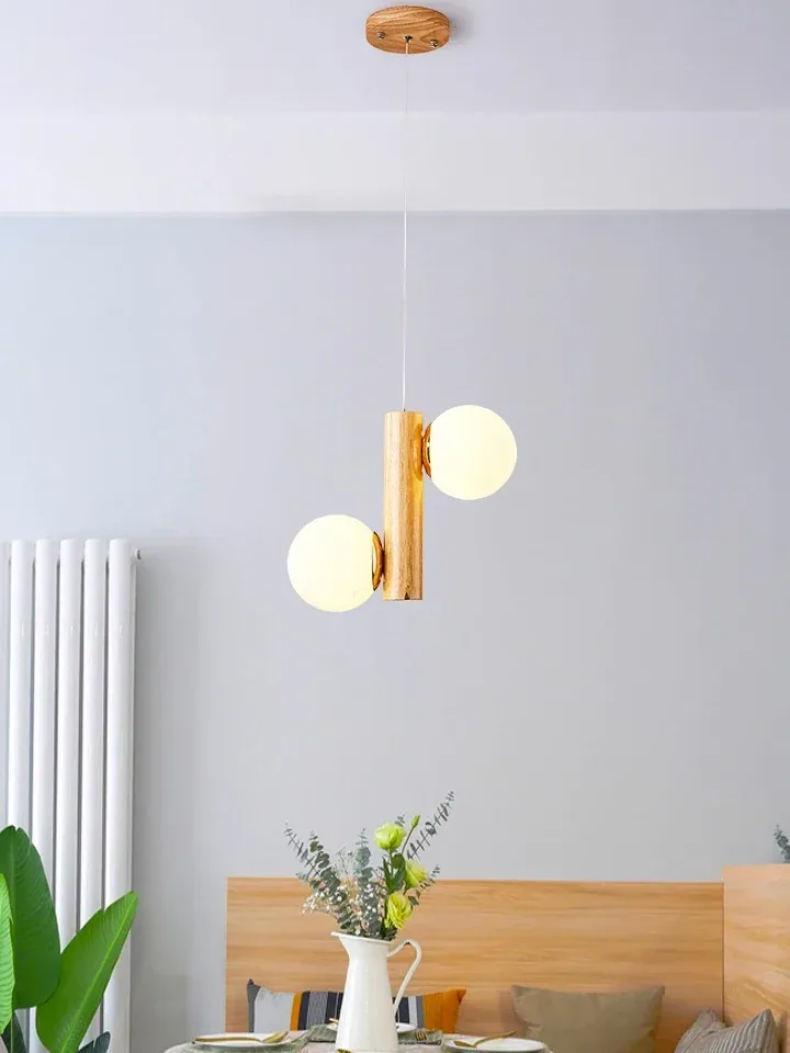 Suspension LED bois D30×100 cm, style simple – Image 5