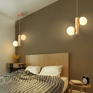 Suspension LED bois simple L54x13x100cm
