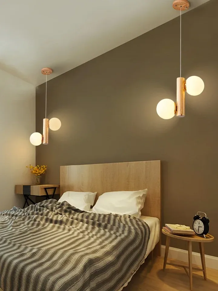 Suspension LED bois simple L54x13x100cm