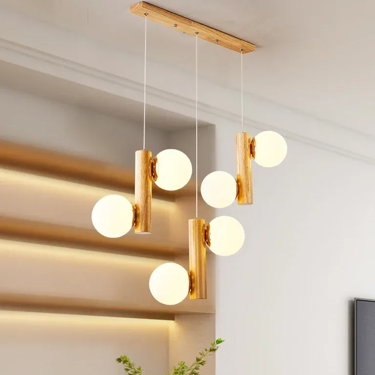 Suspension LED bois simple L54x13x100cm – Image 2