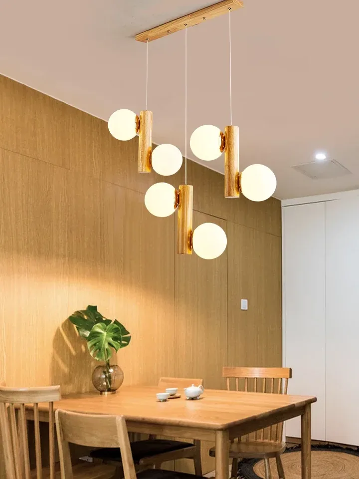 Suspension LED bois simple L54x13x100cm – Image 3