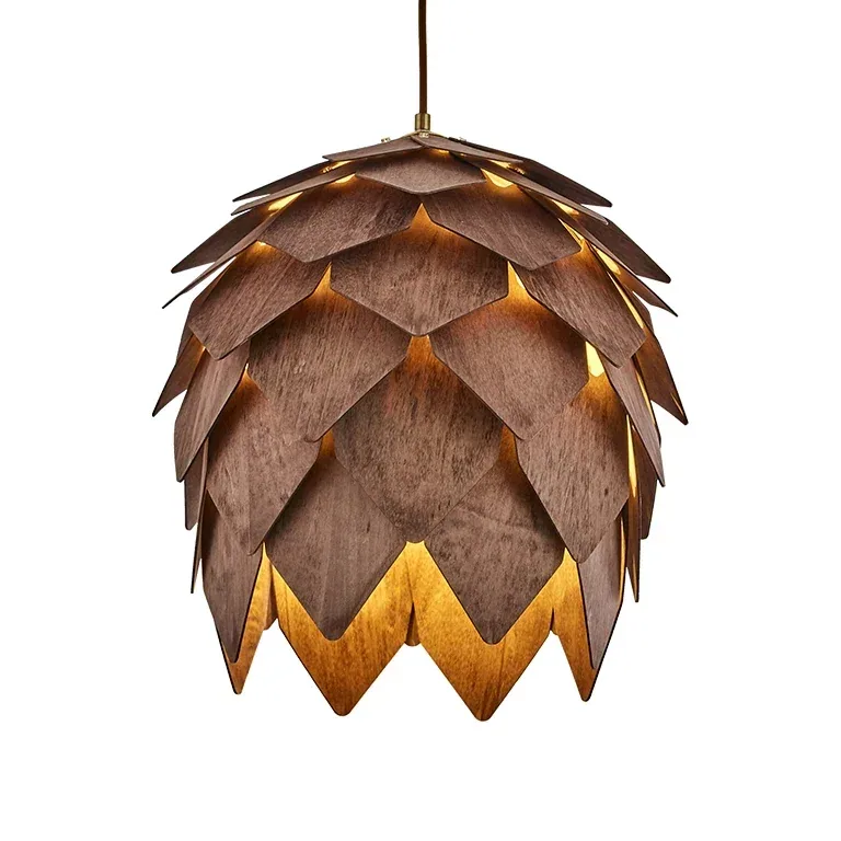 Suspension pomme de pin en bois couleur noyer – Image 5