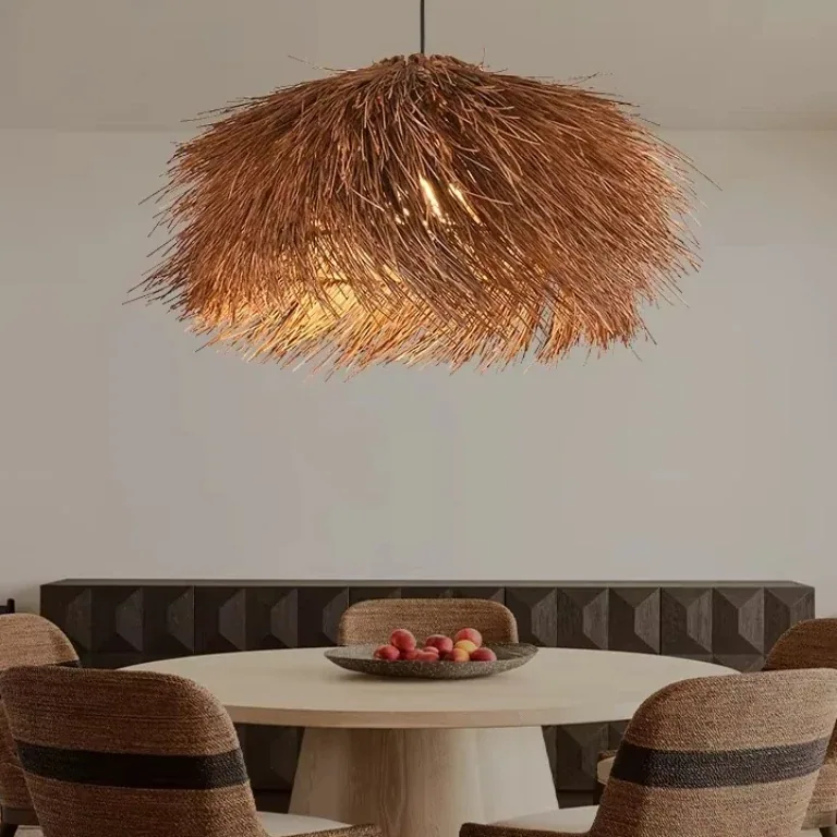 Suspension rotin D80 cm Cold White pour intérieur – Image 2