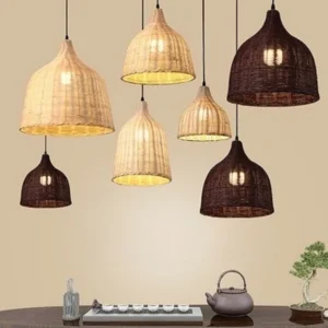 Suspension rotin et bambou tressé pour intérieur