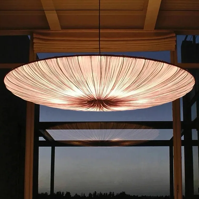 Suspension rotin parapluie tissé LED style nordique