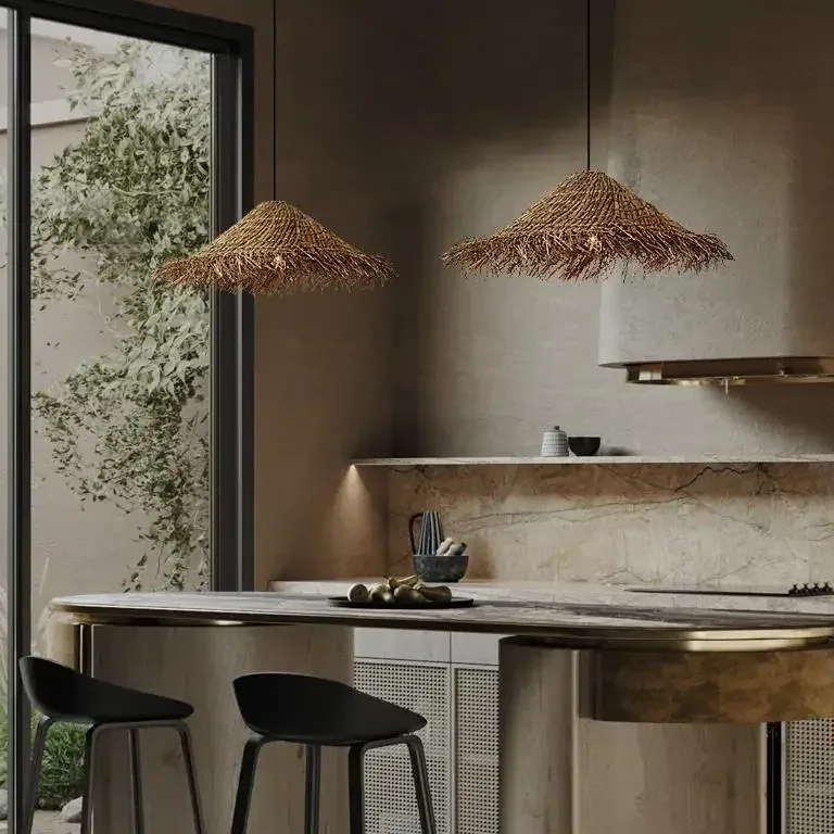 Suspension rotin tressé japonaise Wabi Sabi – Image 3