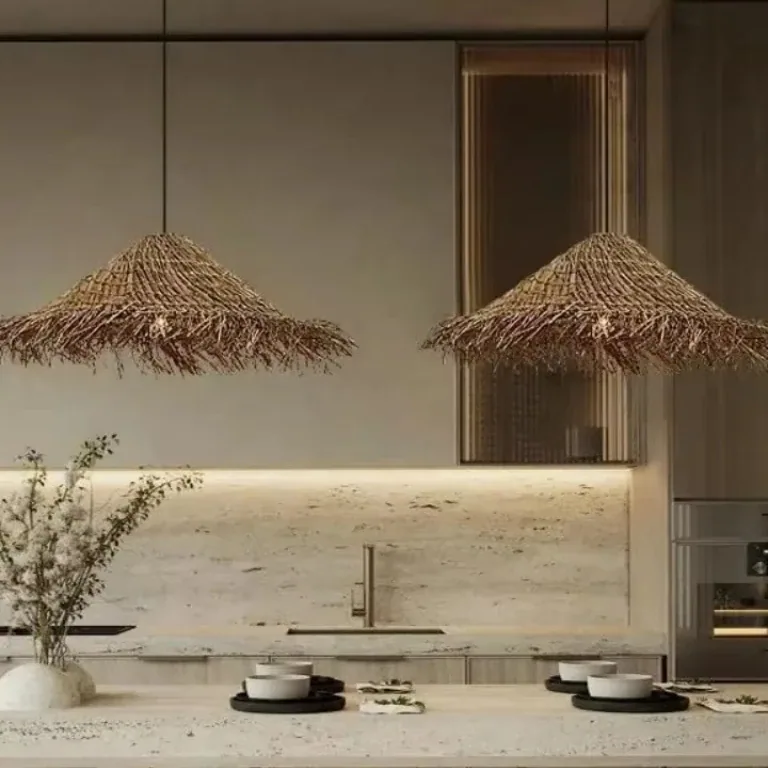 Suspension rotin tressé japonaise Wabi Sabi – Image 4