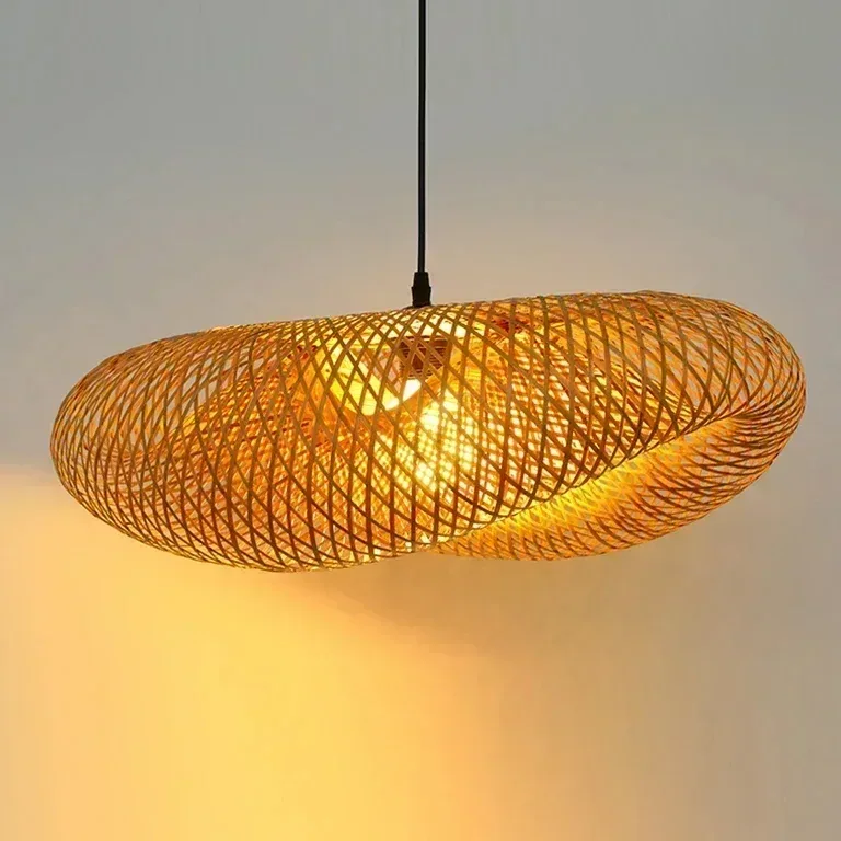 Suspension rotin tressé style vintage faite main – Image 3