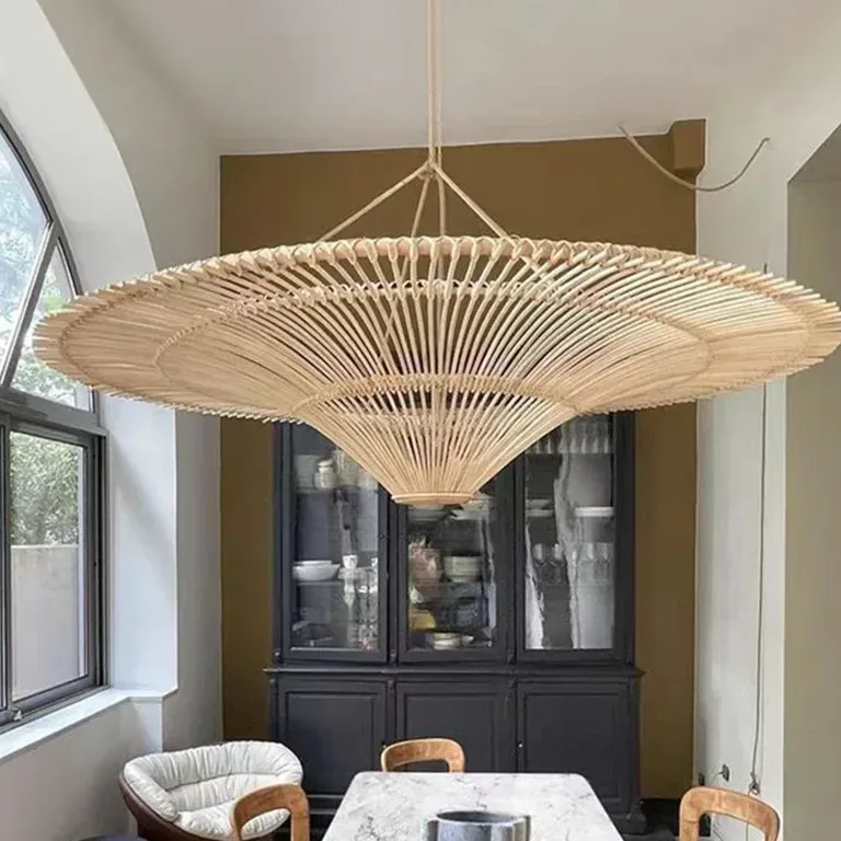 Suspension rotin tressé style Wabi Sabi – Image 3