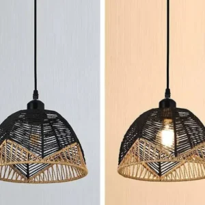 Suspension rotin vintage JOYINLED E27 en papier
