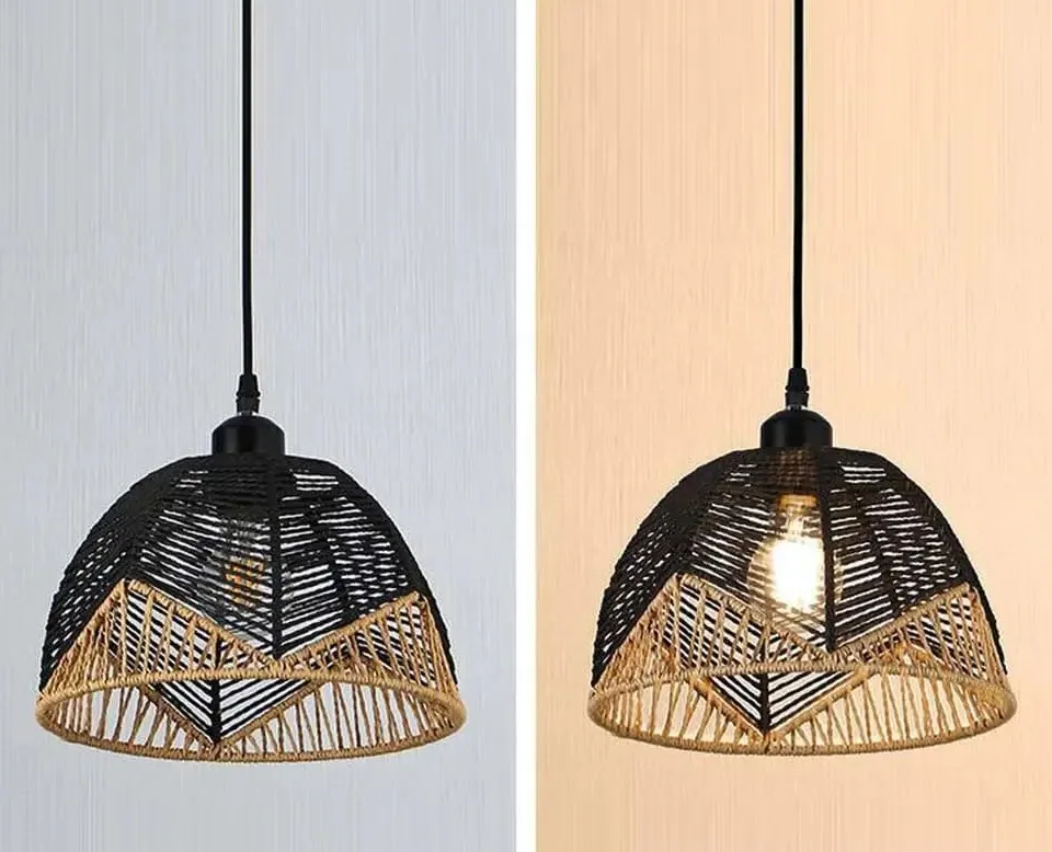Suspension rotin vintage JOYINLED E27 en papier