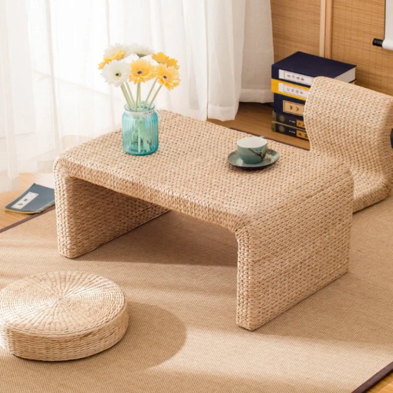 Table basse tatami 45x10 en rotin tissé – Image 3