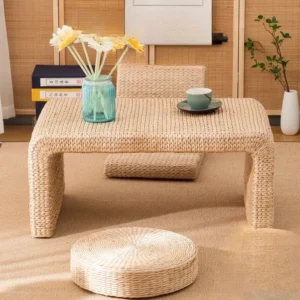 Table basse tatami en rotin tissé 60x45x30 cm