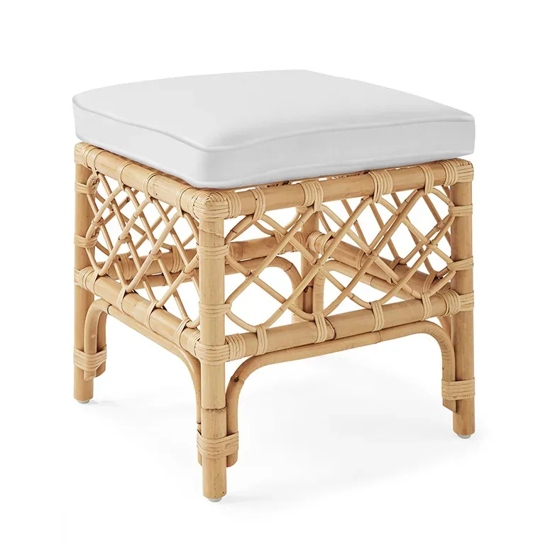 Tabouret carré en rotin naturel pour entrée ou dressing – Image 4