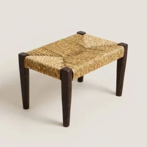 Tabouret carré en rotin tressé, siège d'entrée