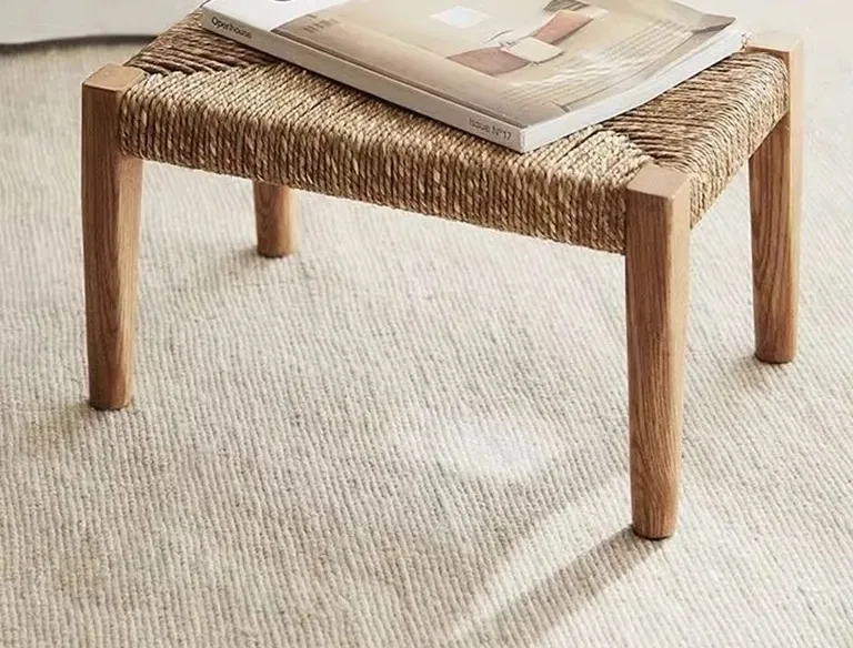 Tabouret carré en rotin tressé, siège d'entrée – Image 4