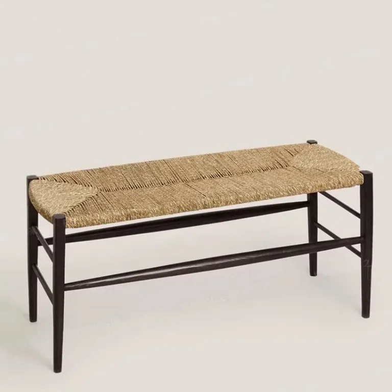 Tabouret carré en rotin tressé, siège d'entrée – Image 5