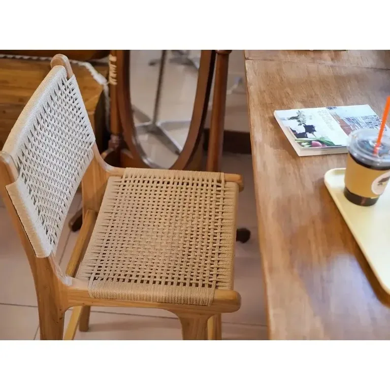 Tabouret de bar rotin tressé style côtier hauteur comptoir – Image 5