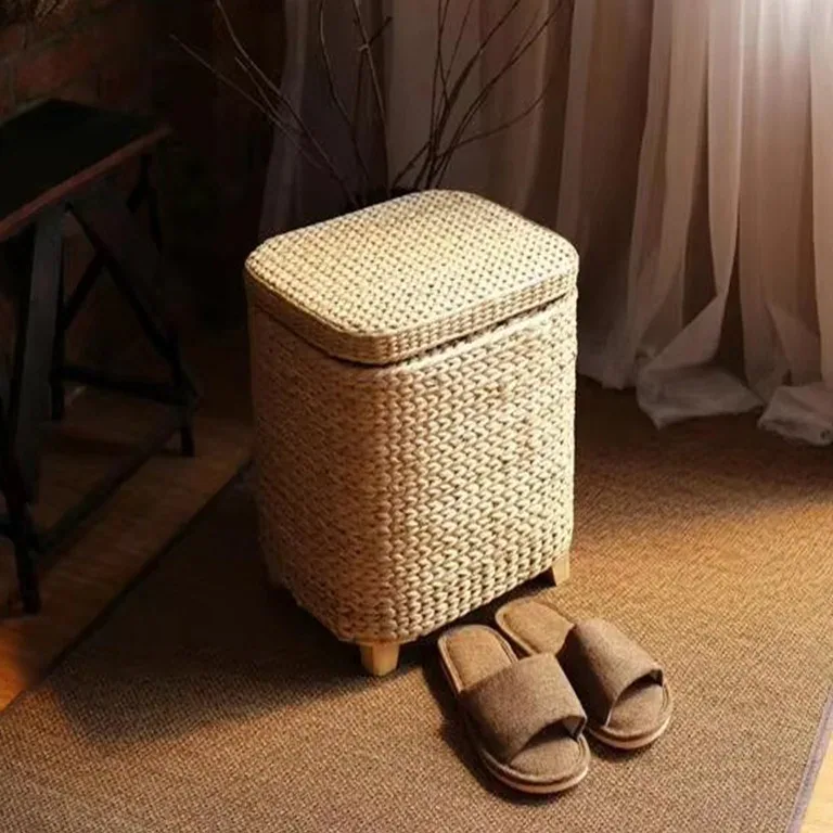 Tabouret de rangement en rotin multifonction – Image 4