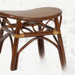 Tabouret ottoman en rotin tressé forme pain