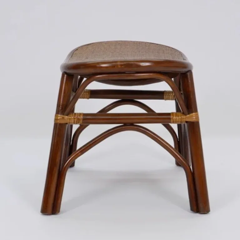 Tabouret ottoman en rotin tressé forme pain – Image 4