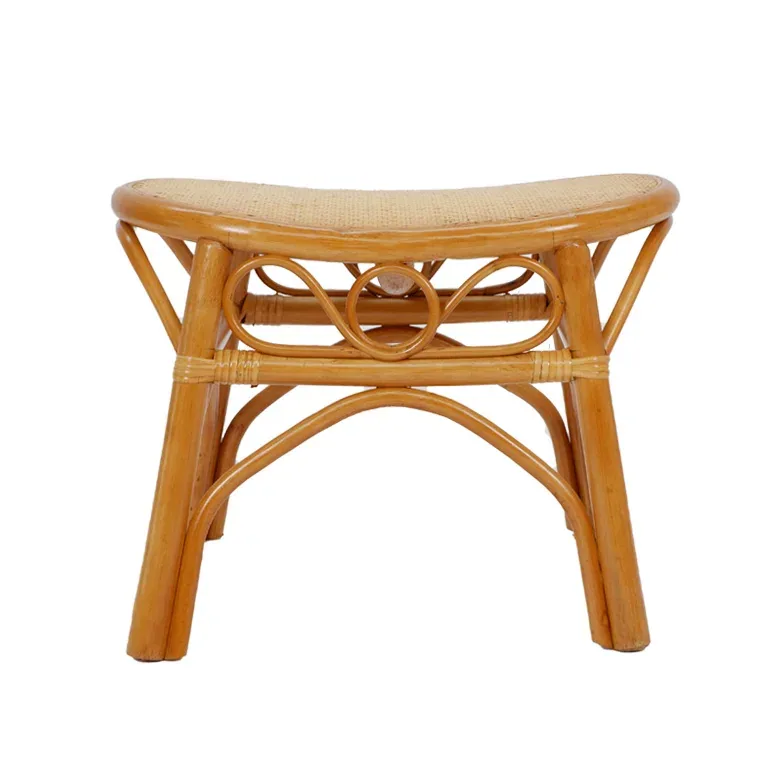 Tabouret ottoman en rotin tressé forme pain – Image 5