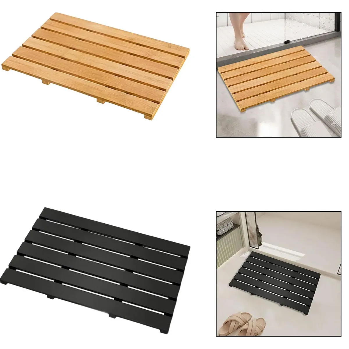 Tapis de bain en bambou antidérapant pour douche – Image 4