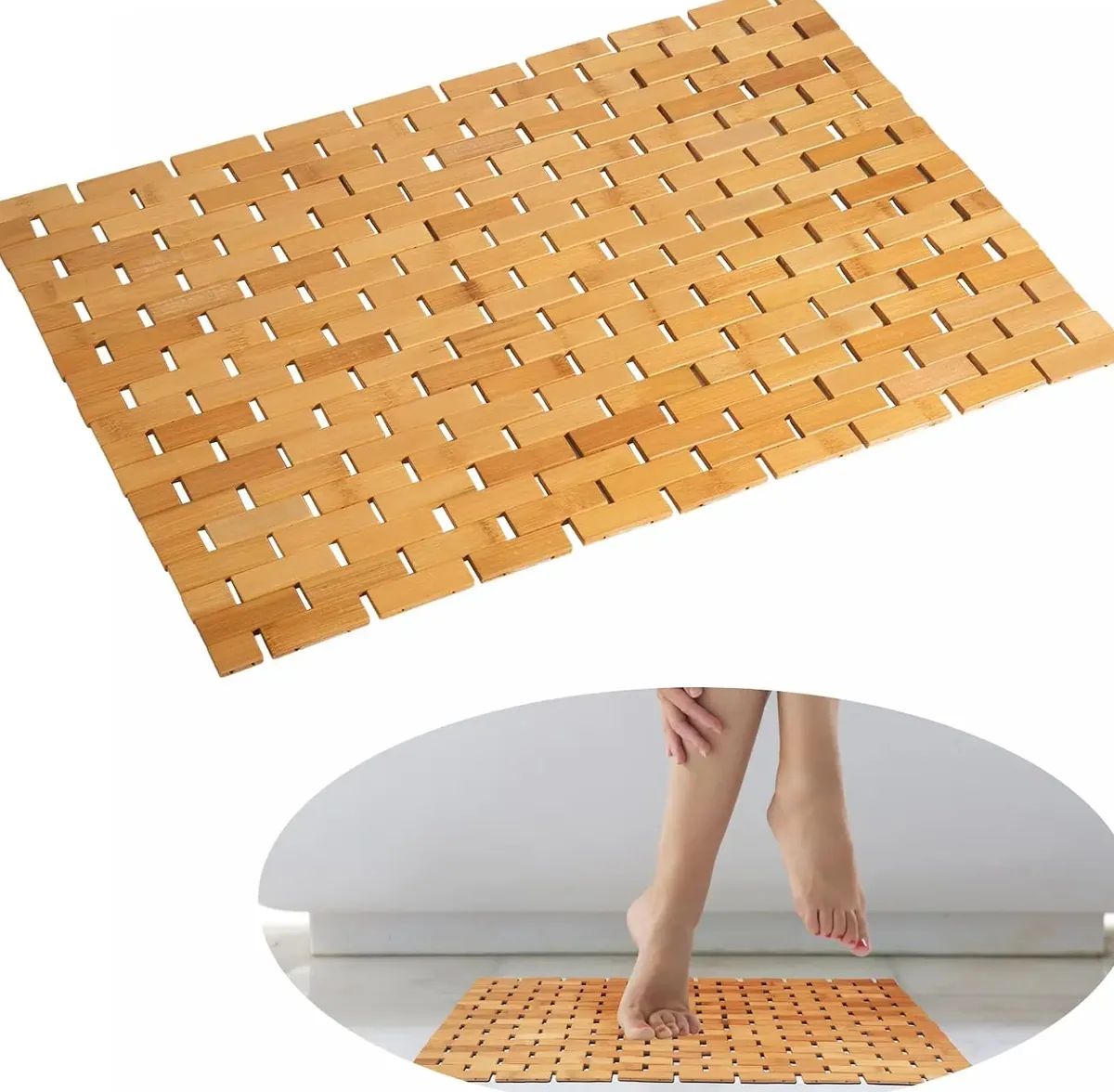 Tapis de bain en bambou naturel HY823 pour douche