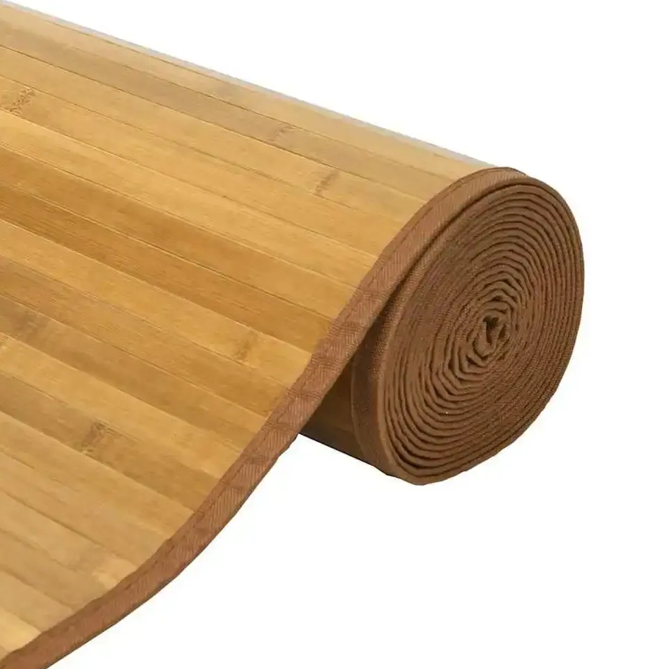 Tapis rectangulaire bambou naturel 70x300 cm brun