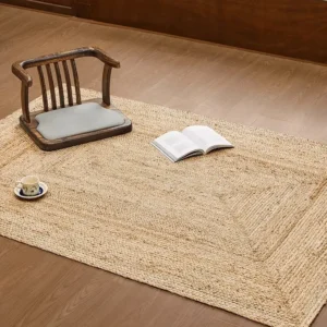 Tapis rectangulaire en jute tissé main double face