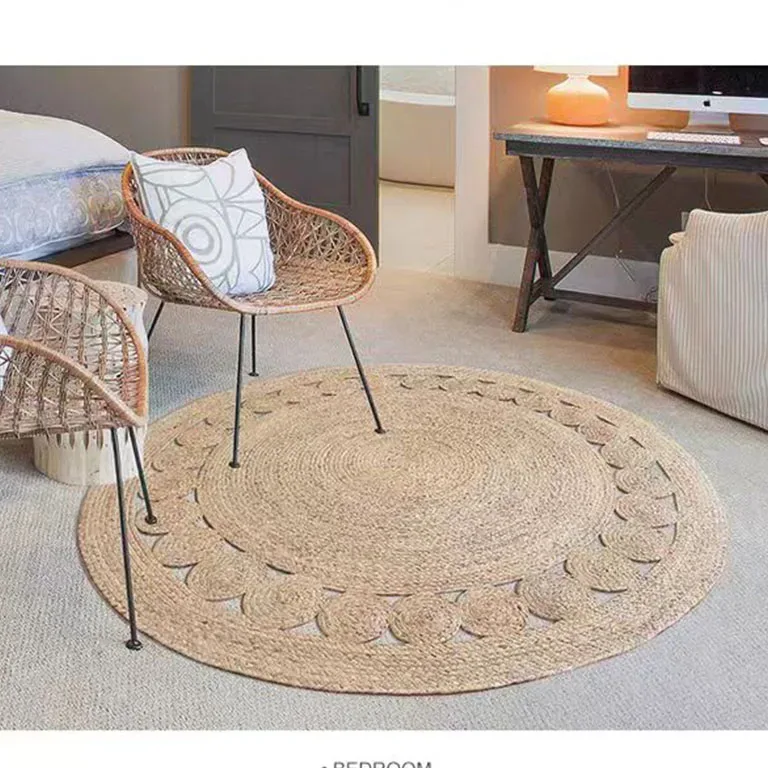 Tapis rond en jonc naturel pour salon et chambre – Image 4