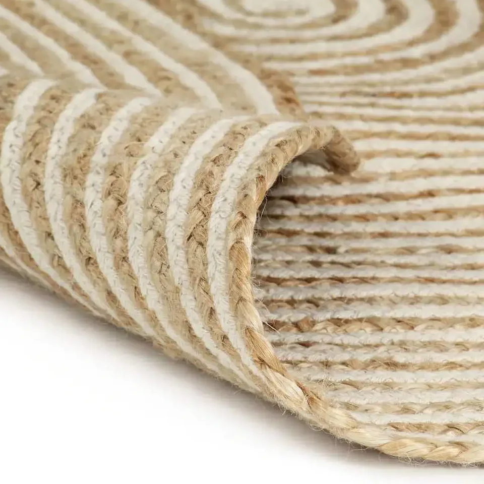 Tapis rond en jute tressé motif spirale 90 cm – Image 3