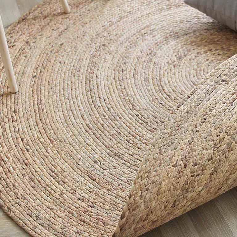 Tapis rond en paille tressée pour salon et chambre