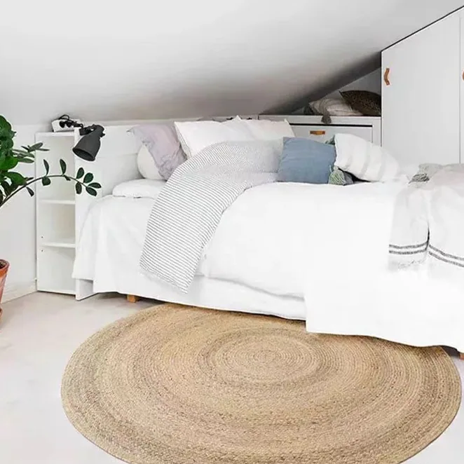 Tapis rond en paille tressée pour salon et chambre – Image 4