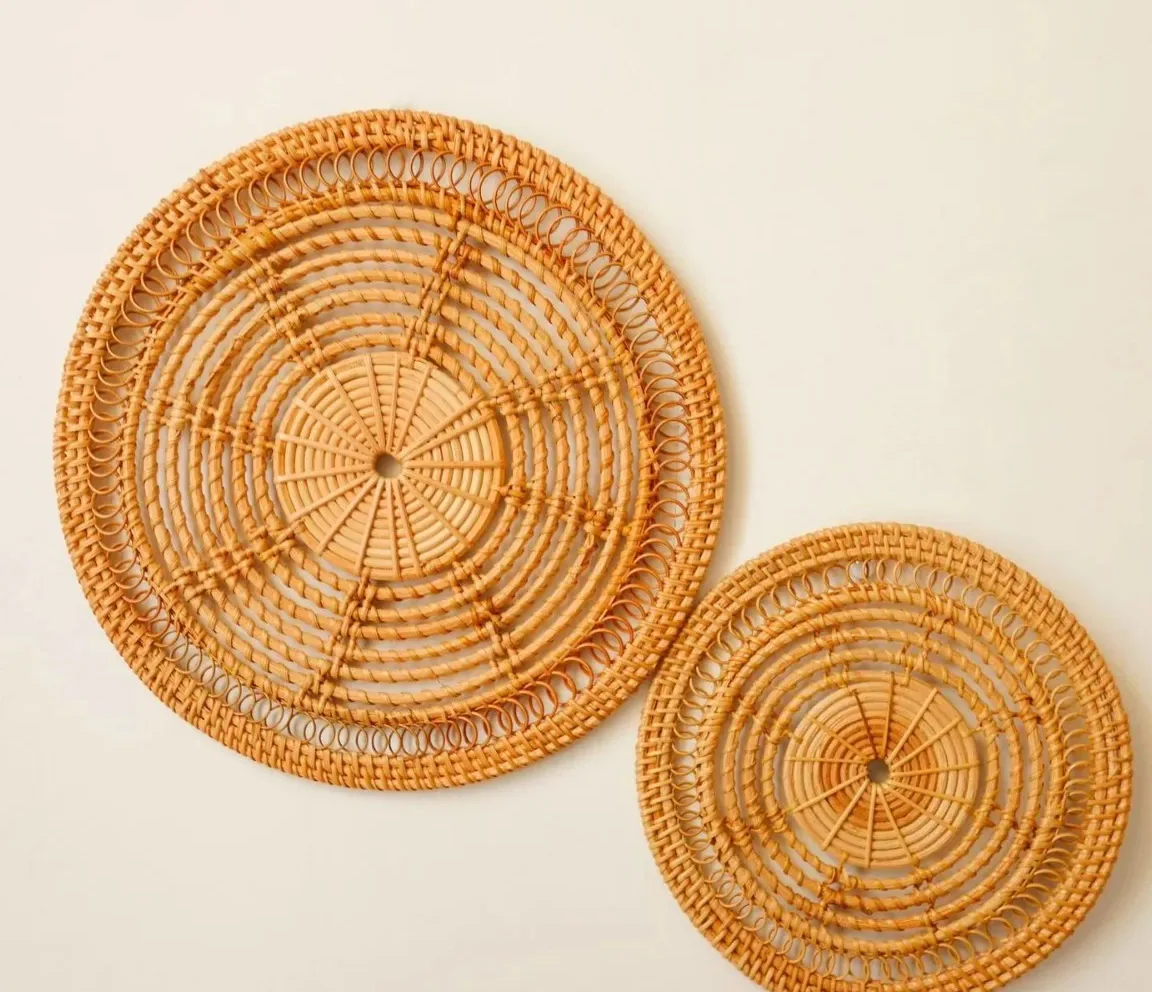 Tapis rond en rotin tressé style bohème-japonais – Image 4