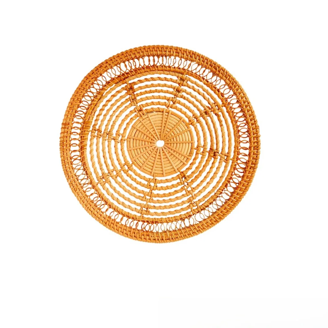 Tapis rond en rotin tressé style bohème-japonais – Image 5