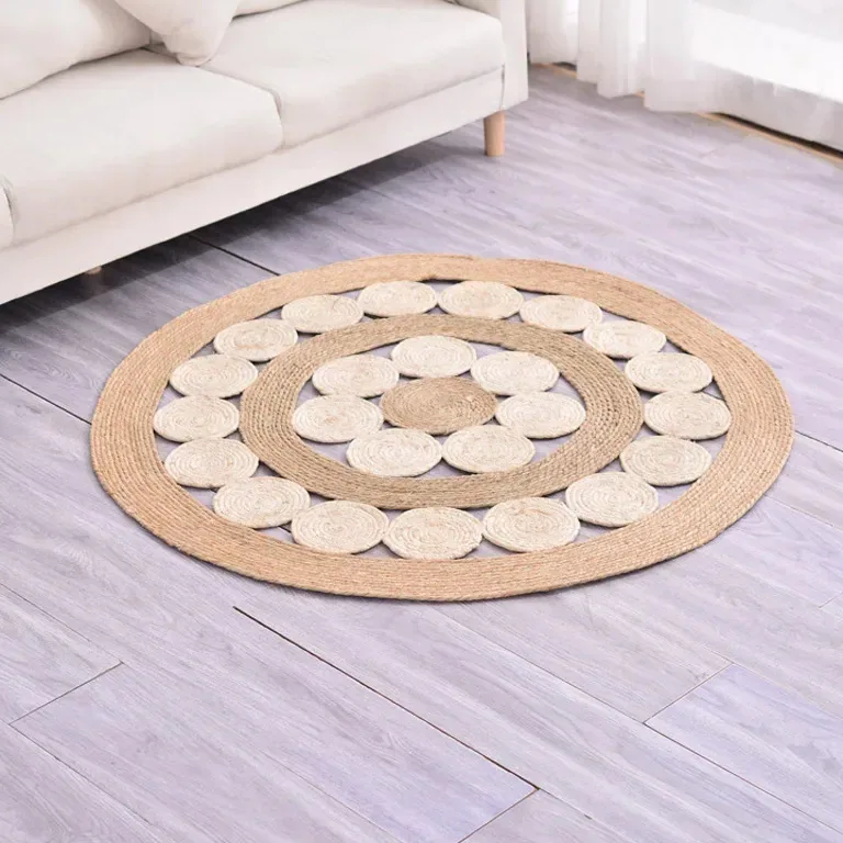 Tapis rond tissé à la main en paille naturelle – Image 2