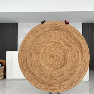 Tapis rond tissé à la main en paille végétale