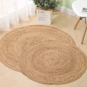 Tapis rond tissé à la main en sisal et jute