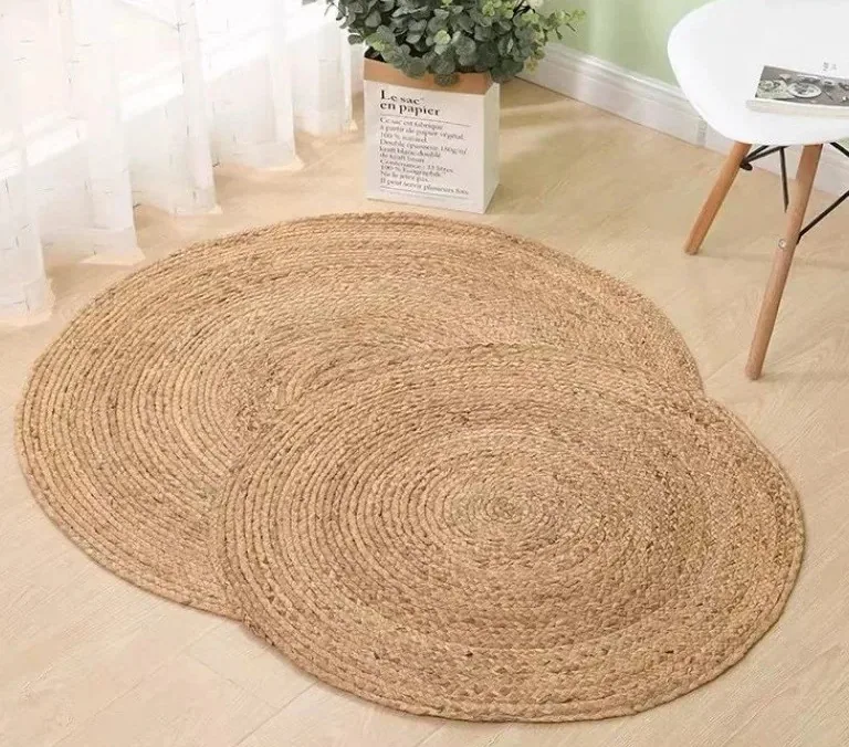 Tapis rond tissé à la main en sisal et jute