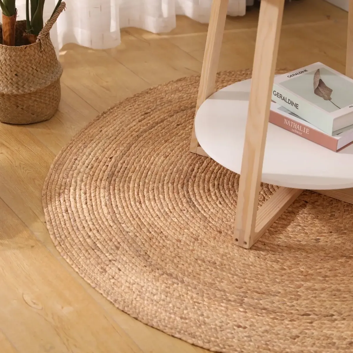 Tapis rond tissé à la main en sisal et jute – Image 3