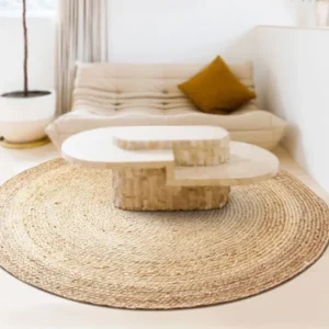 Tapis rond tissé en herbe de mer pour salon