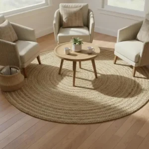 Tapis rond tressé en jute 150 cm