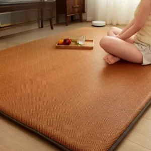 Tapis rotin bambou épais pour chambre rectangulaire