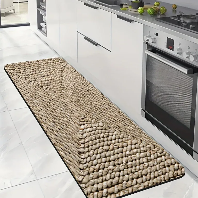 Tapis rotin tissé 3D antidérapant pour cuisine