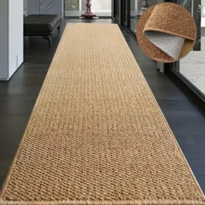 Tapis tissé rectangulaire marron motif ananas pour couloir